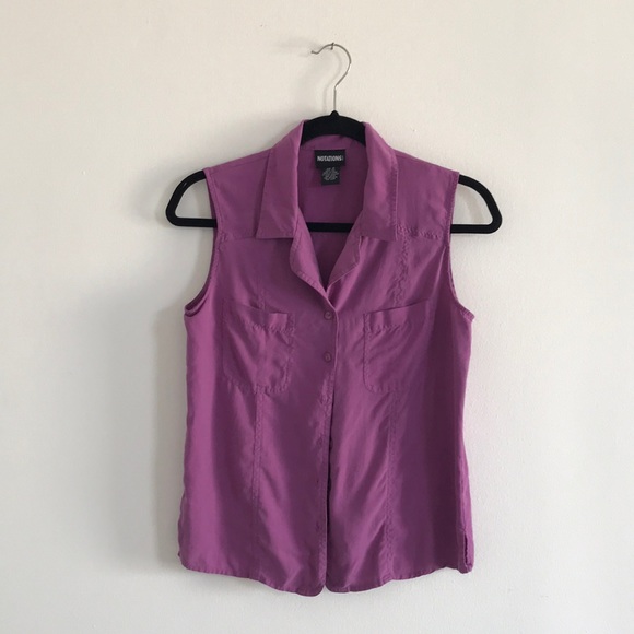 VTG Purple washed silk sleeveless button down top - Picture 3 of 4